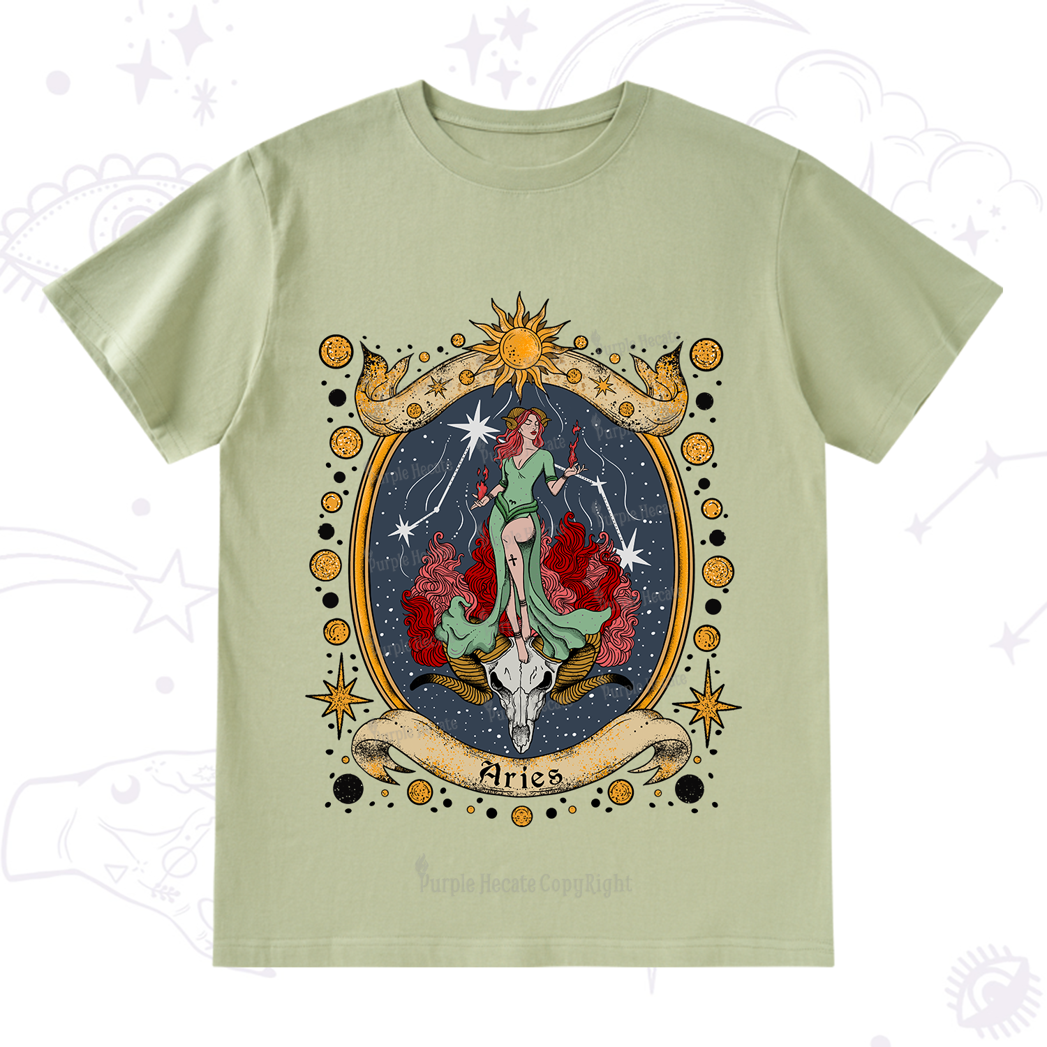 Purplehecate Celestial Aries Zodiac T-Shirt
