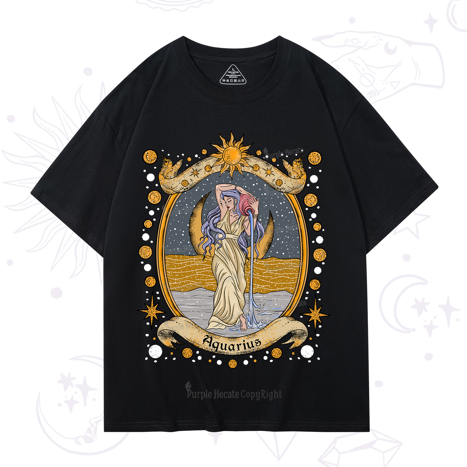 Purplehecate Celestial Aquarius Zodiac T-Shirt