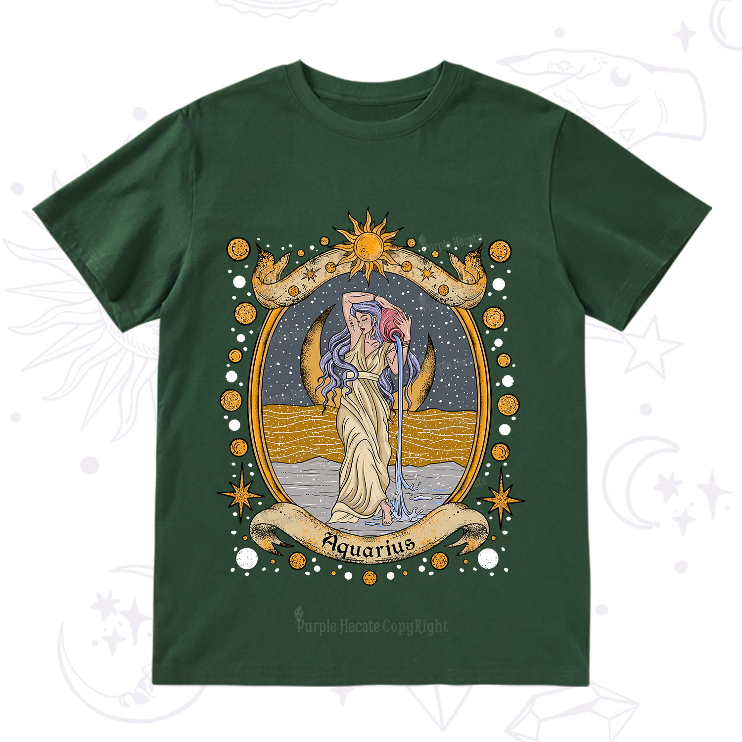 Purplehecate Celestial Aquarius Zodiac T-Shirt