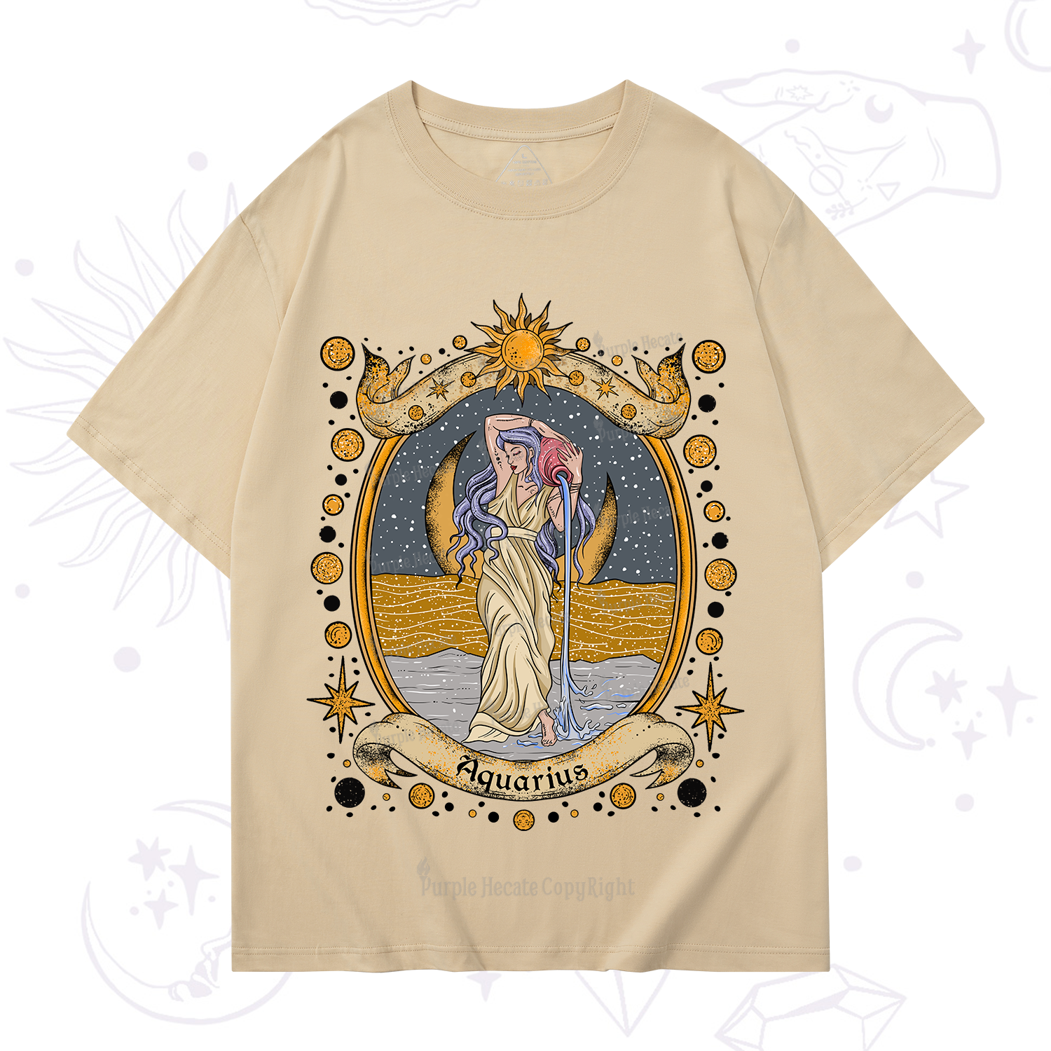 Purplehecate Celestial Aquarius Zodiac T-Shirt