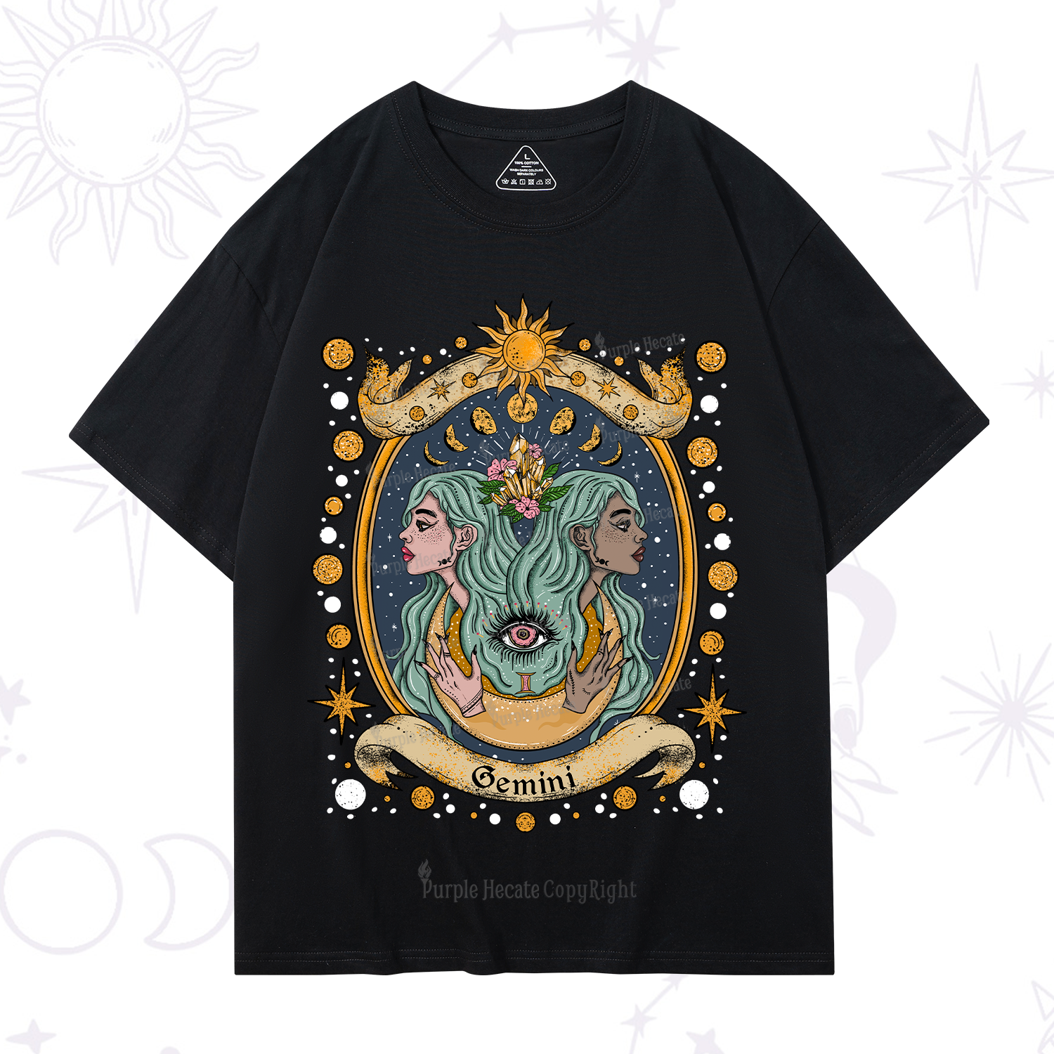 Purplehecate Celestial Gemini Zodiac T-Shirt