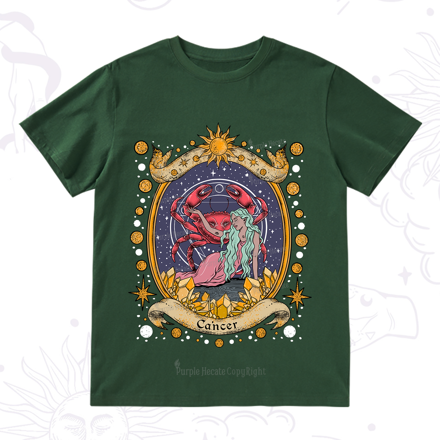 Purplehecate Celestial Cancer Zodiac T-Shirt