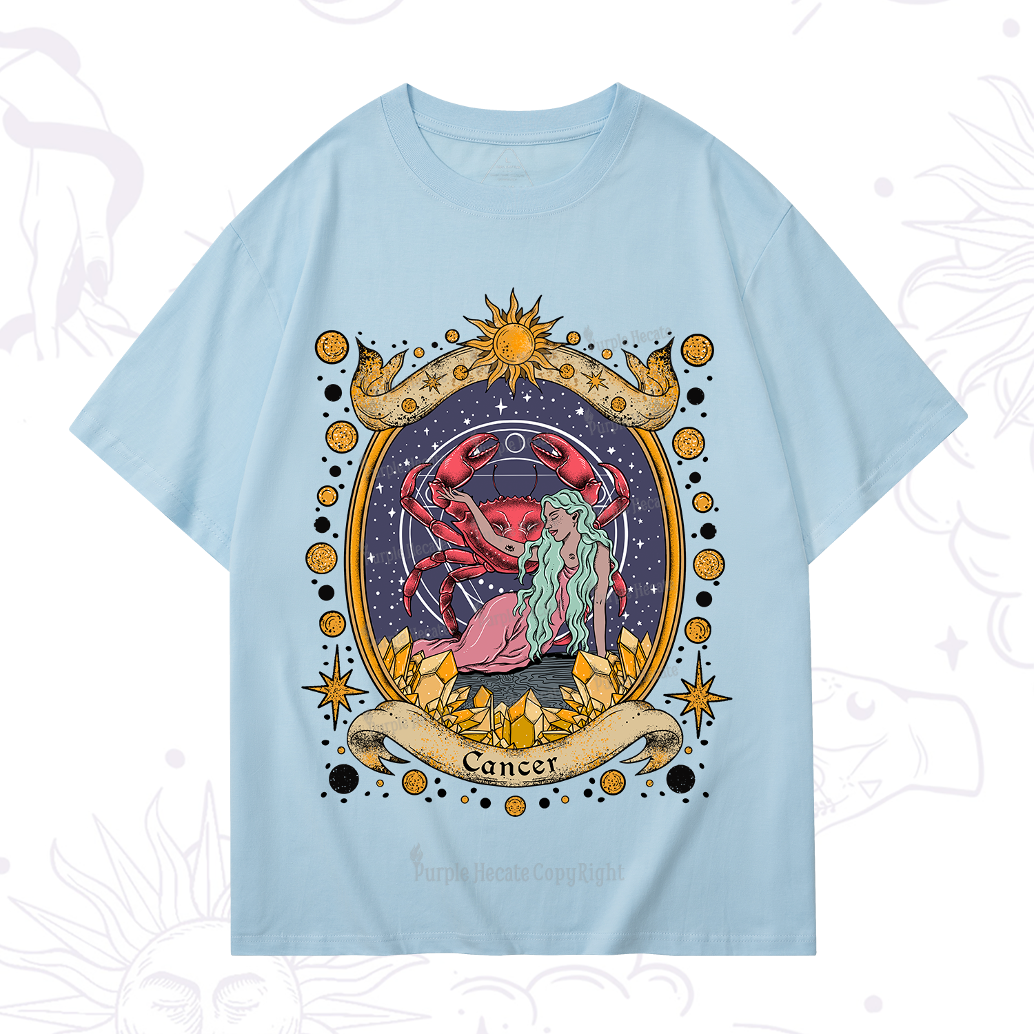 Purplehecate Celestial Cancer Zodiac T-Shirt