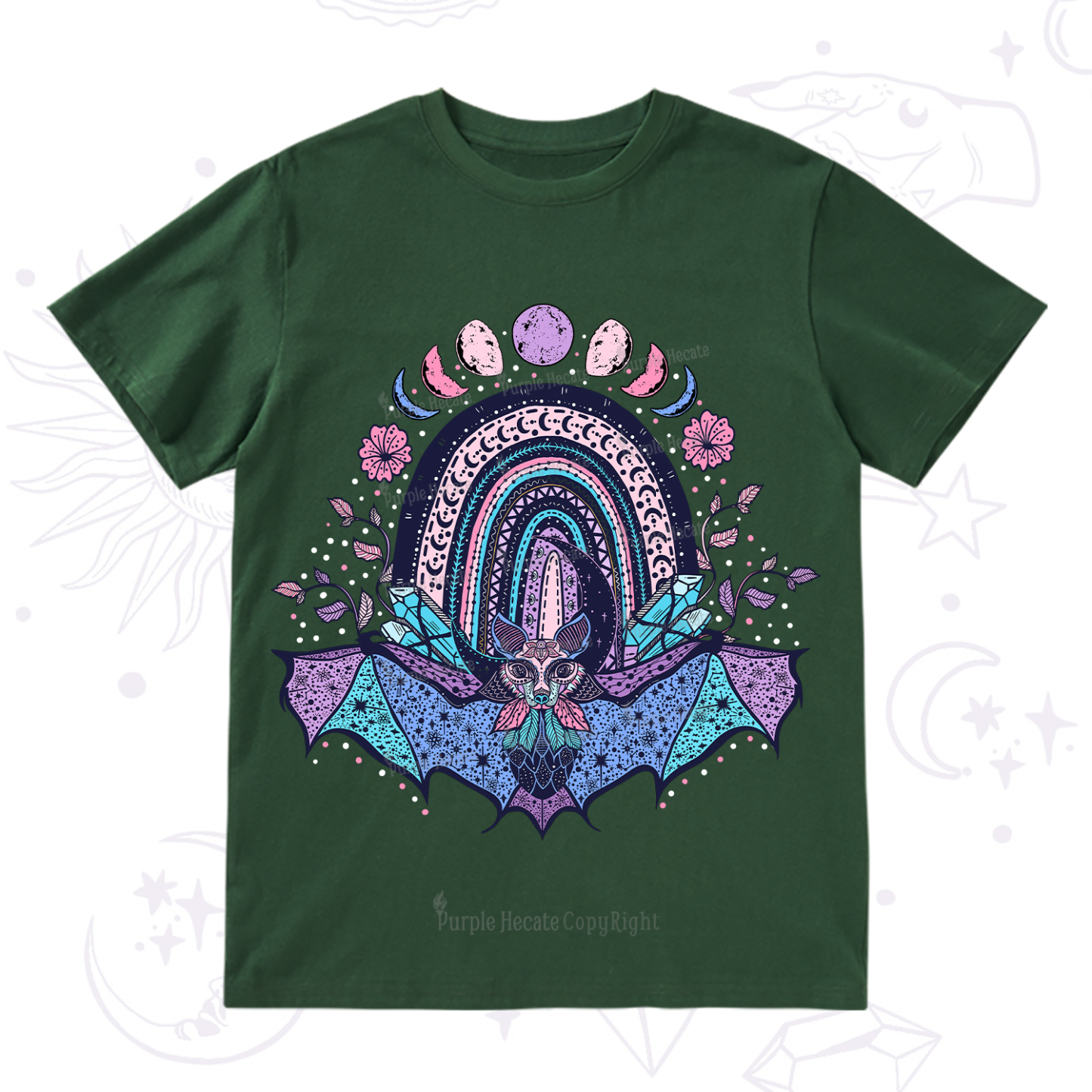 Purplehecate Moon Phase Bat T-Shirt