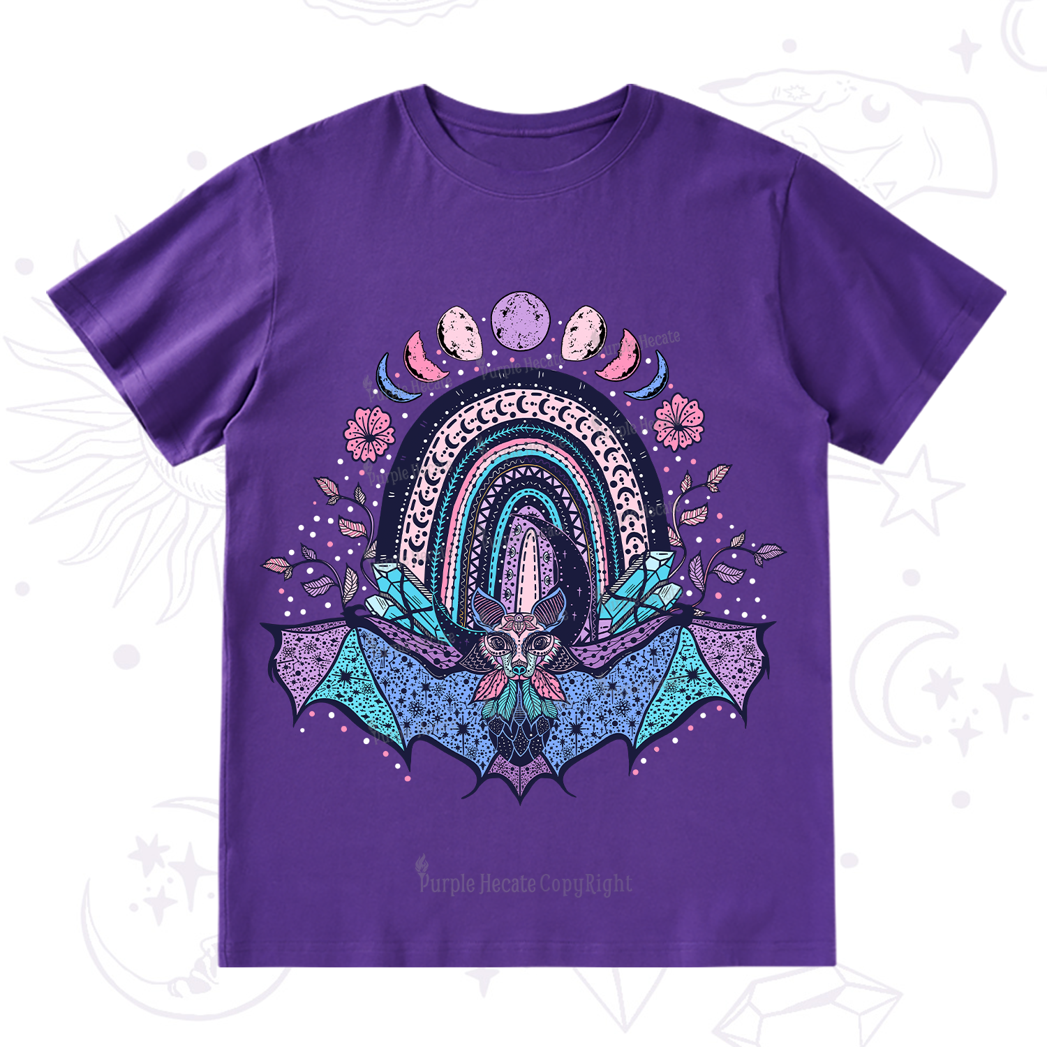 Purplehecate Moon Phase Bat T-Shirt