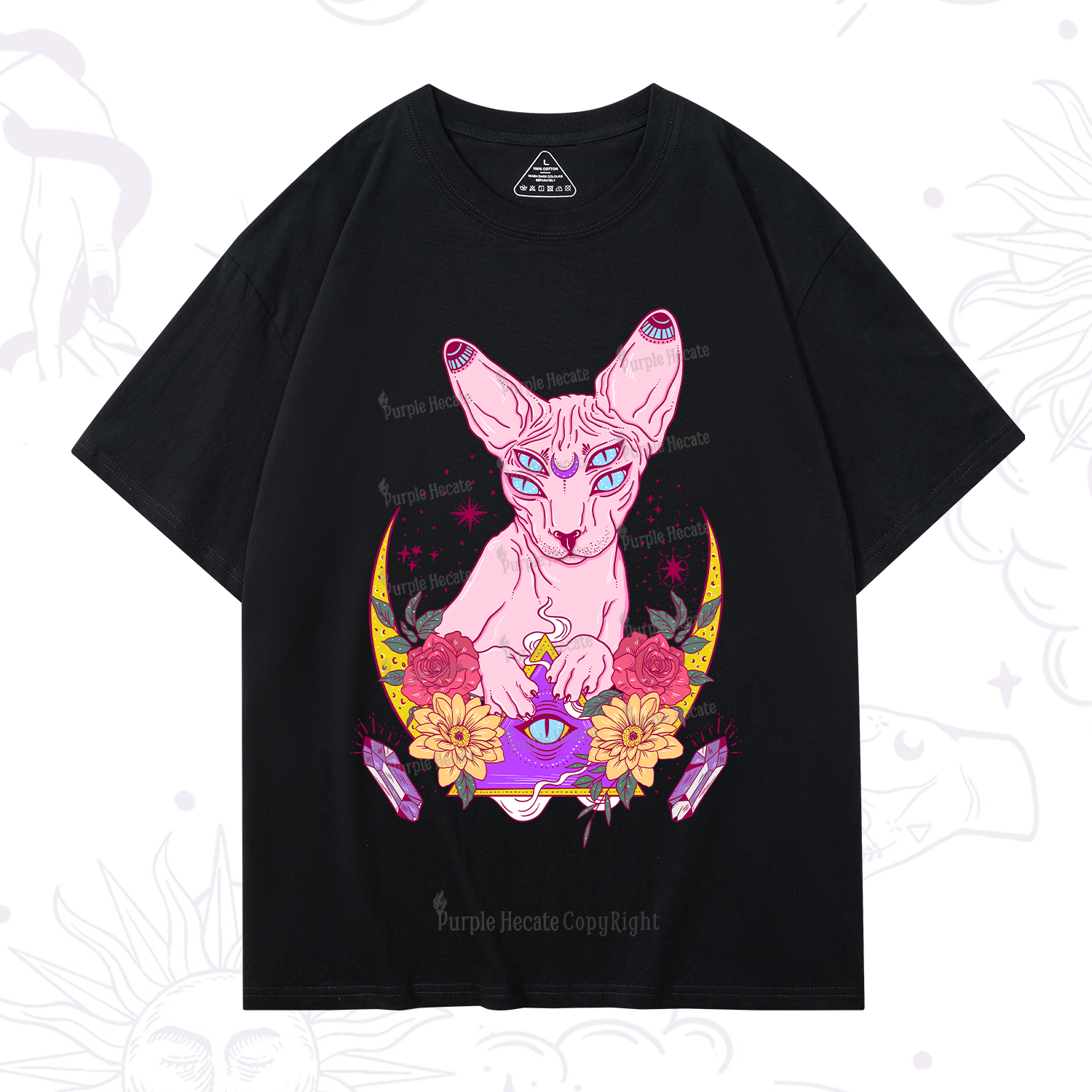 Purplehecate Moon Phase Cat T-Shirt