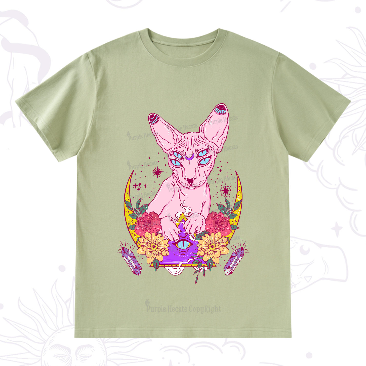 Purplehecate Moon Phase Cat T-Shirt