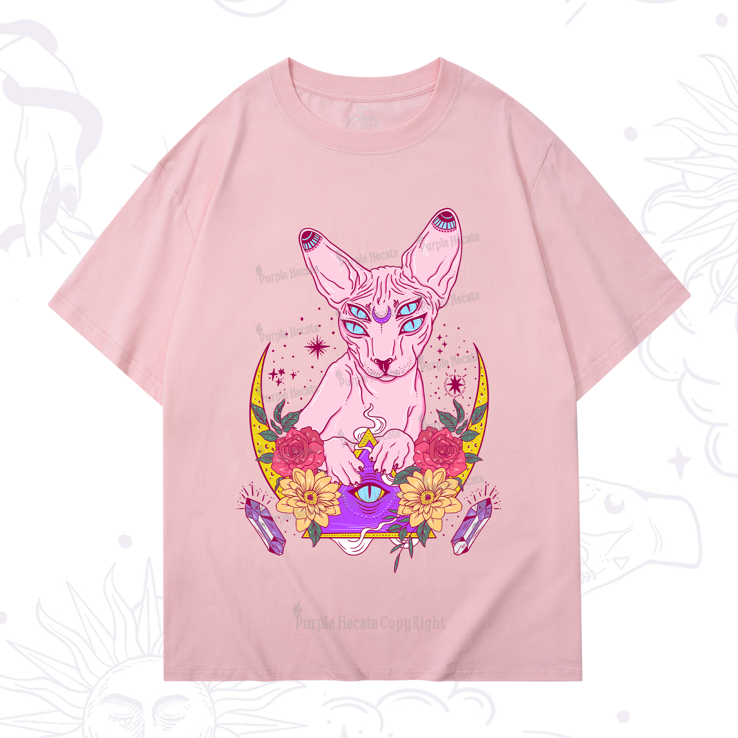 Purplehecate Moon Phase Cat T-Shirt