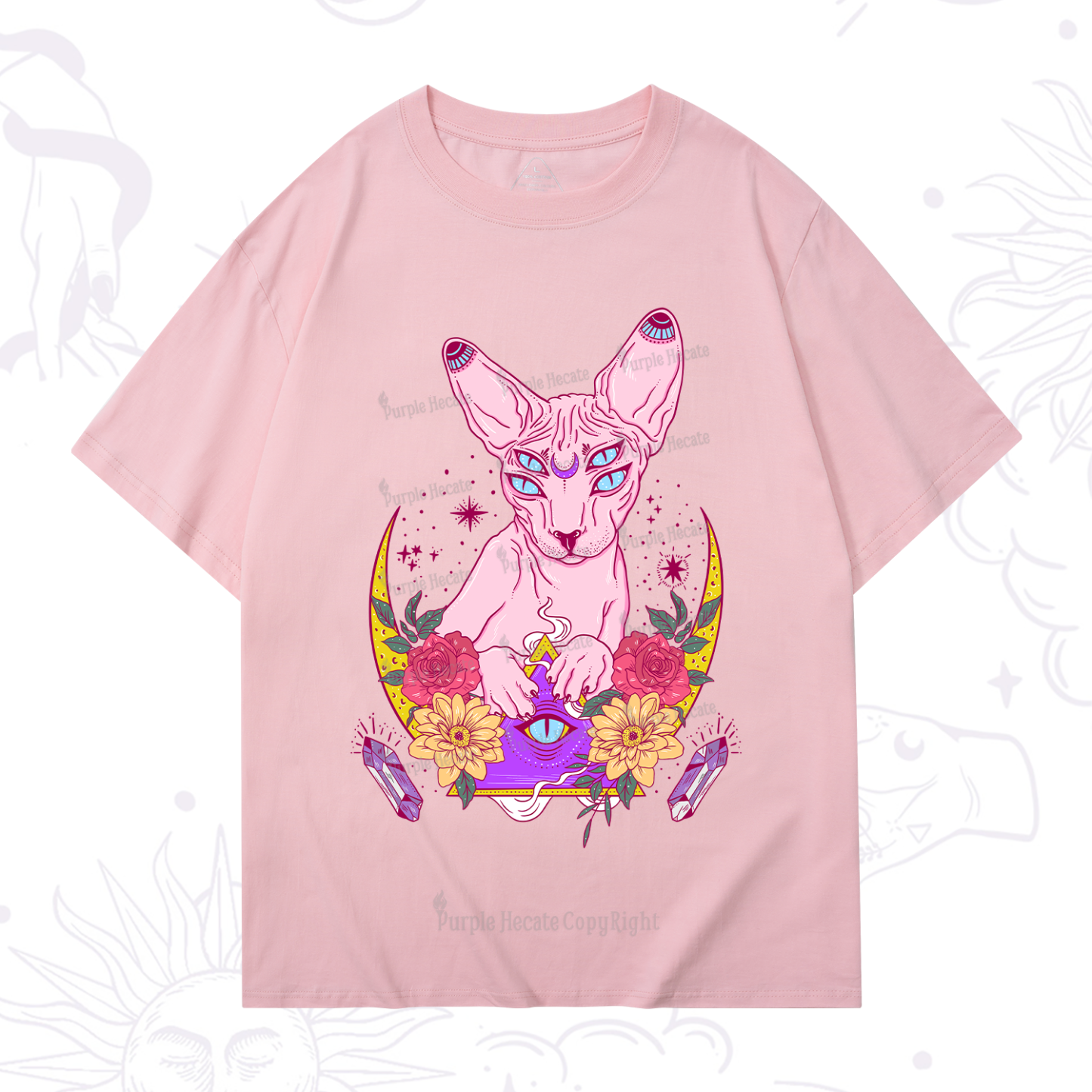 Purplehecate Moon Phase Cat T-Shirt