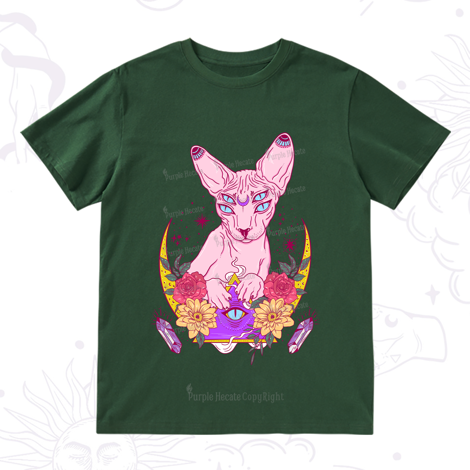 Purplehecate Moon Phase Cat T-Shirt