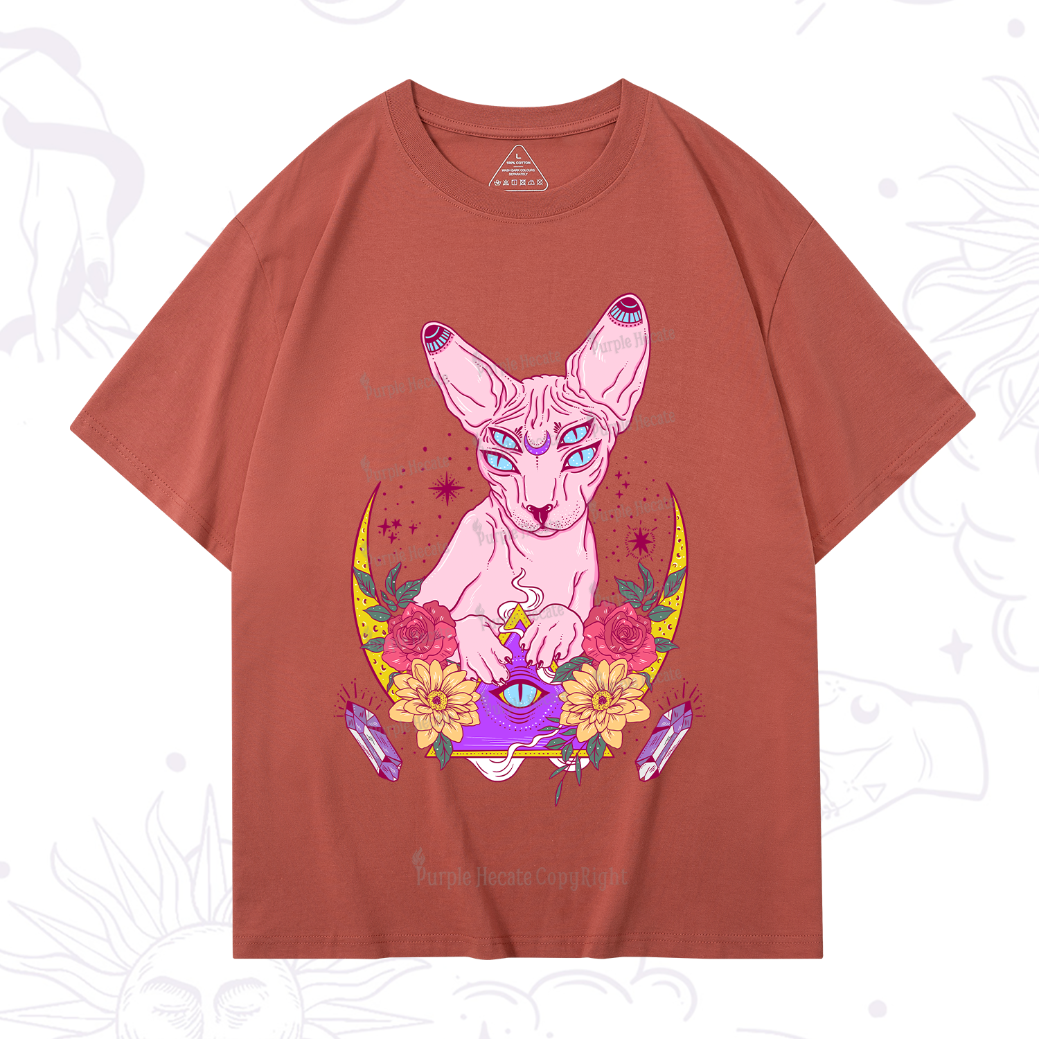 Purplehecate Moon Phase Cat T-Shirt