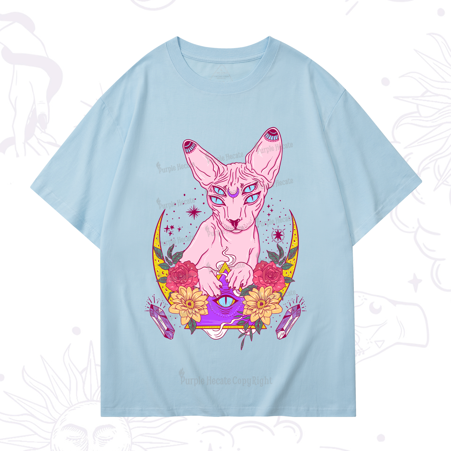 Purplehecate Moon Phase Cat T-Shirt