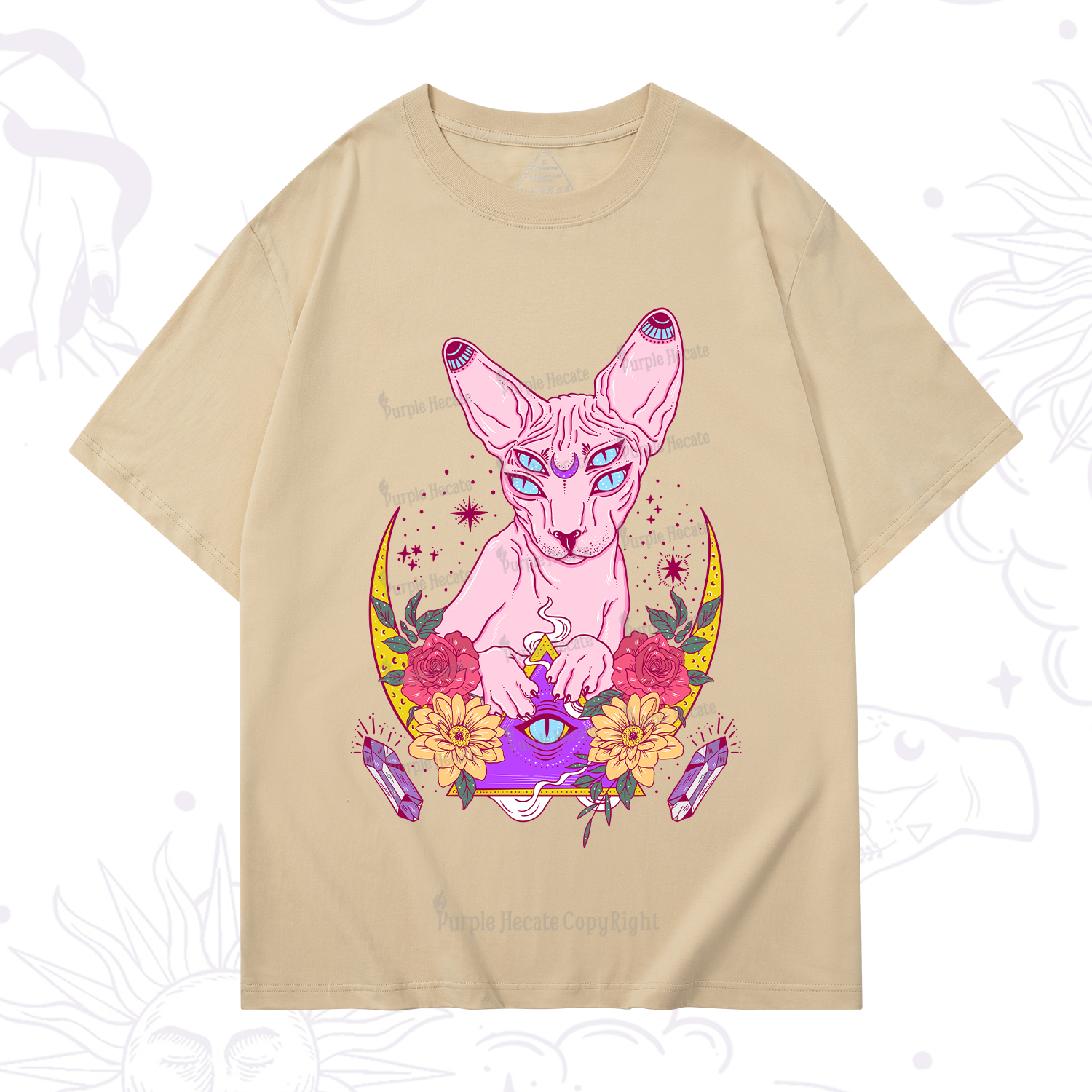 Purplehecate Moon Phase Cat T-Shirt