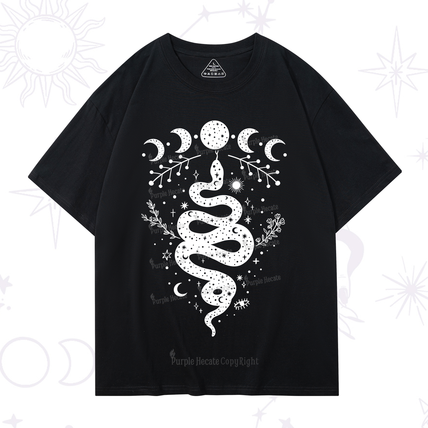 Purplehecate Snake And Moon Phase Comfort T-Shirt