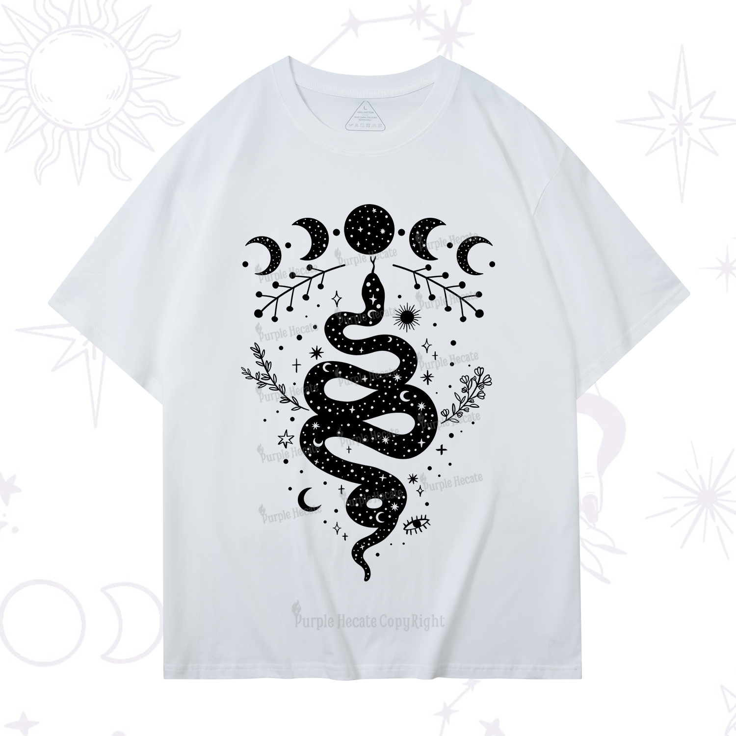 Purplehecate Snake And Moon Phase Comfort T-Shirt