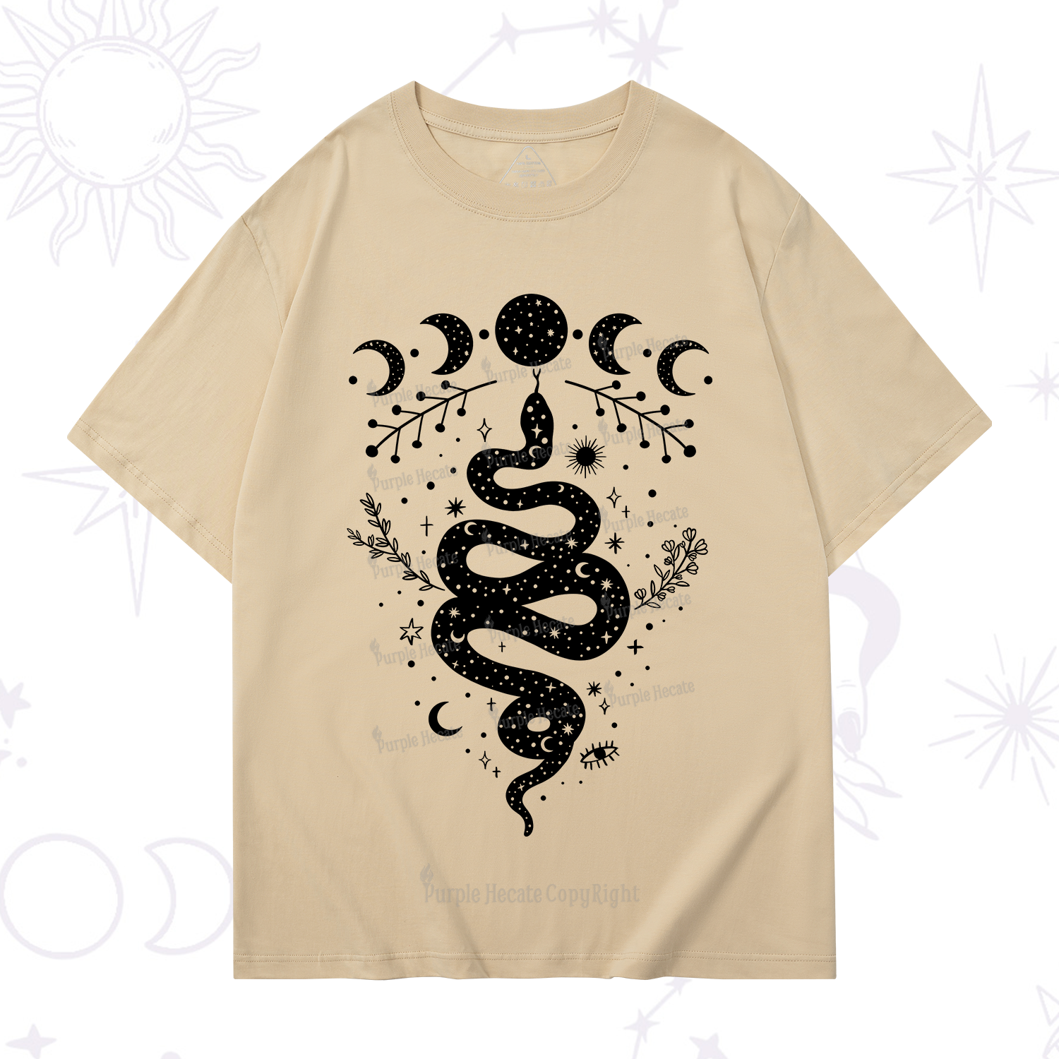Purplehecate Snake And Moon Phase Comfort T-Shirt