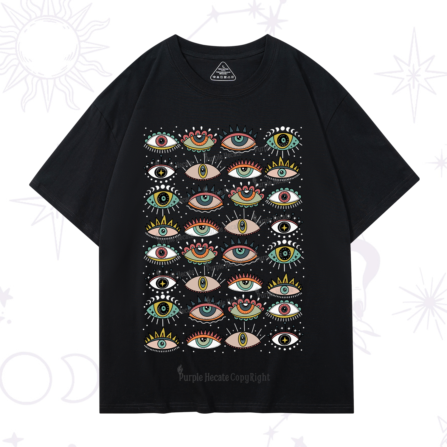 Purplehecate Evil Eye Pattern T-Shirt