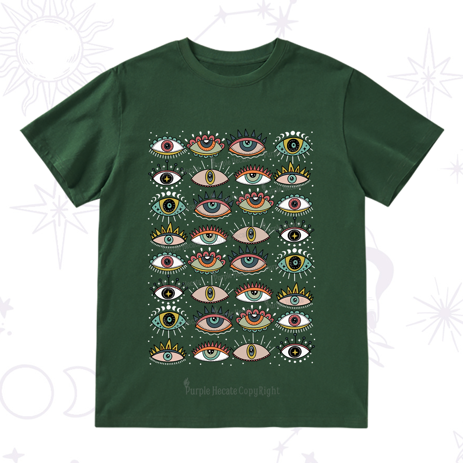 Purplehecate Evil Eye Pattern T-Shirt