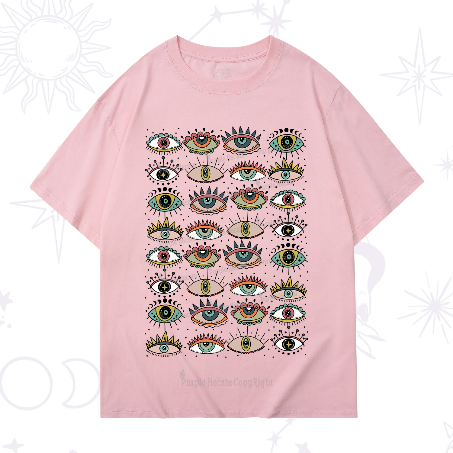 Purplehecate Evil Eye Pattern T-Shirt