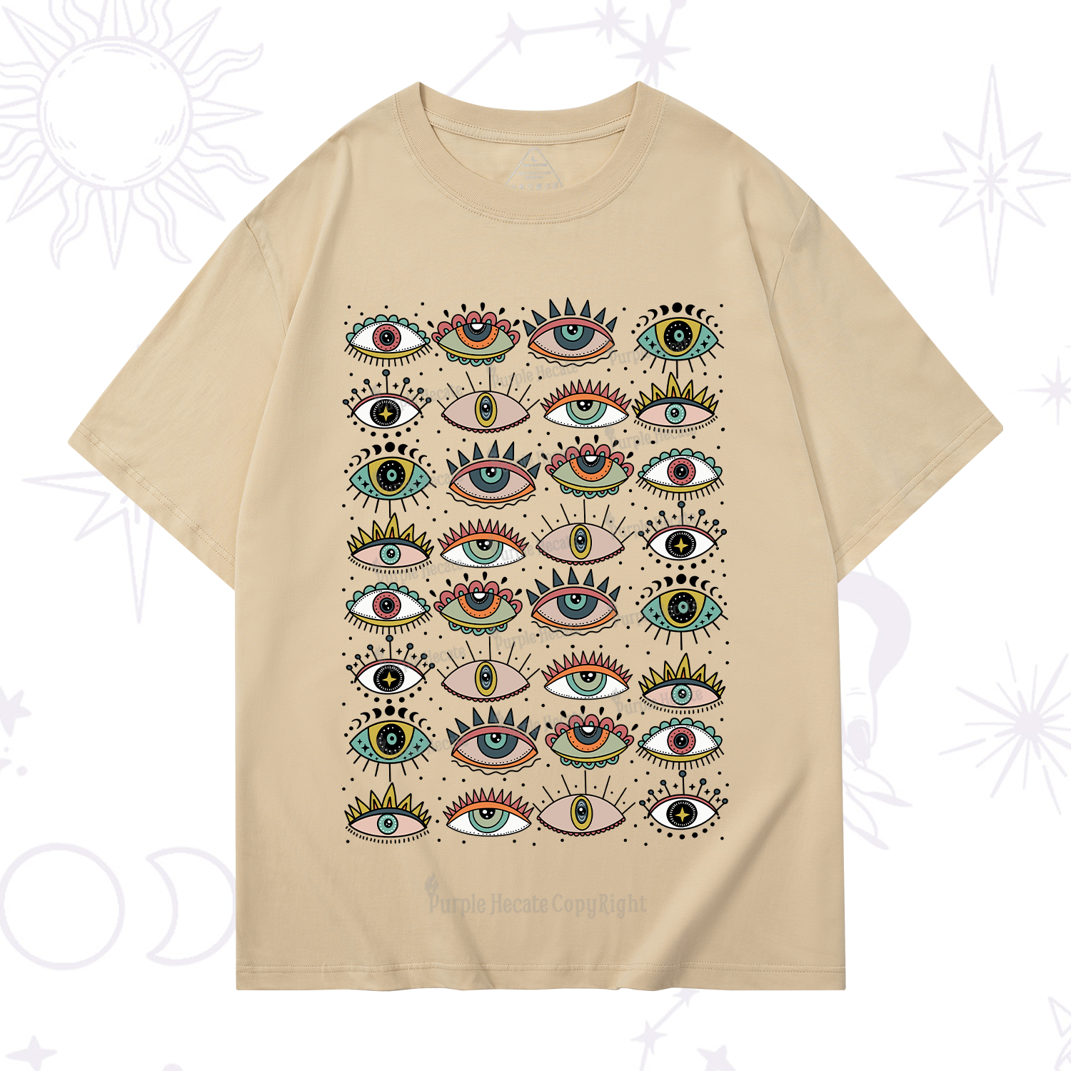 Purplehecate Evil Eye Pattern T-Shirt