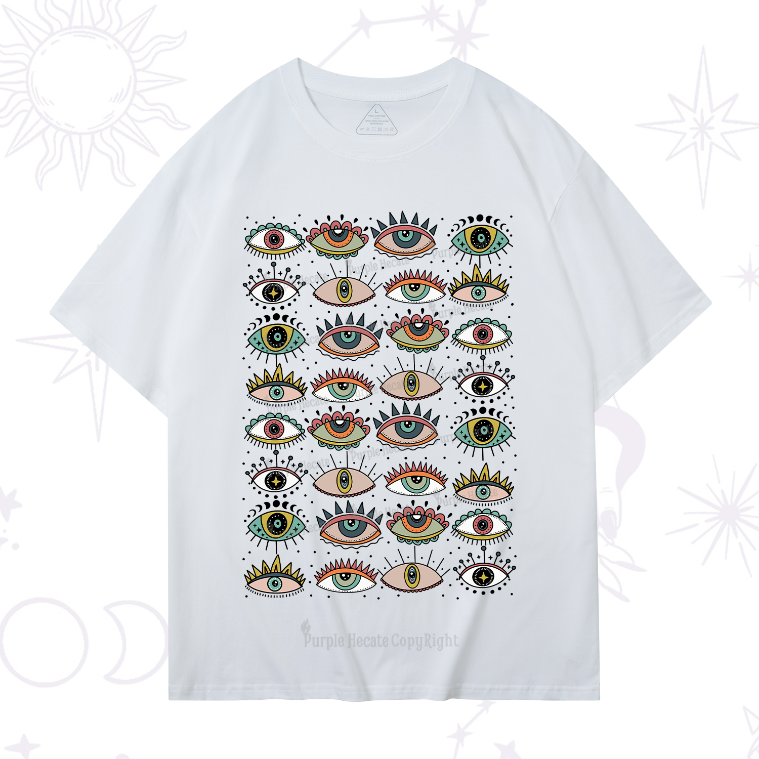 Purplehecate Evil Eye Pattern T-Shirt