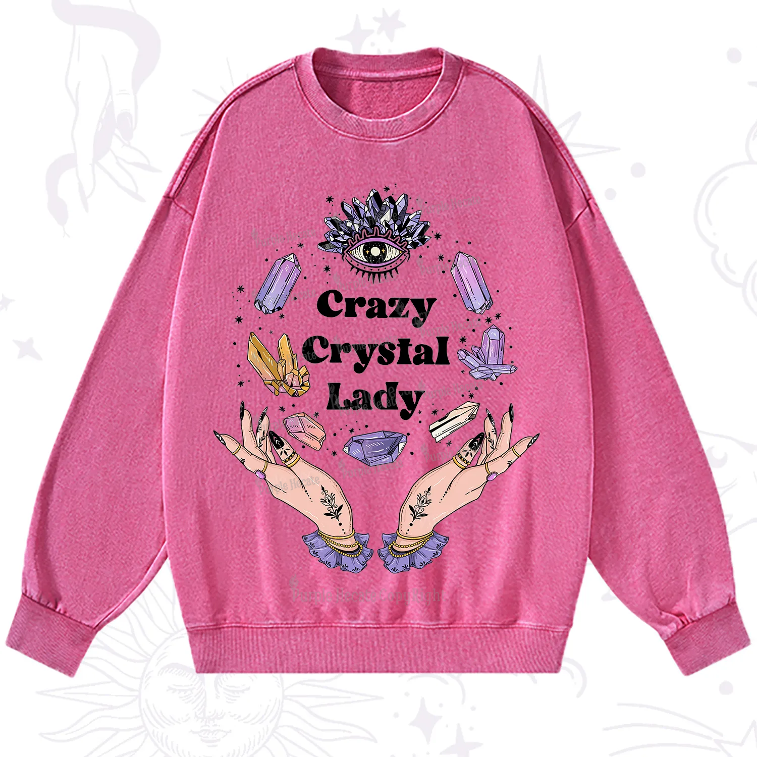 Purplehecate Crazy Crystal Lady Washed Sweatshirt
