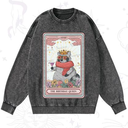 Purplehecate The Birthday Queen Tarot Washed Sweatshirt