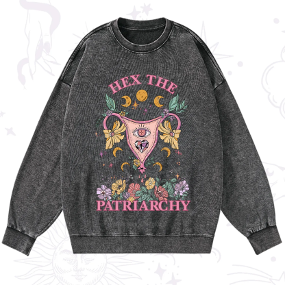 Purplehecate Hex the Patriarchy Feminist Power Washed Sweatshirt