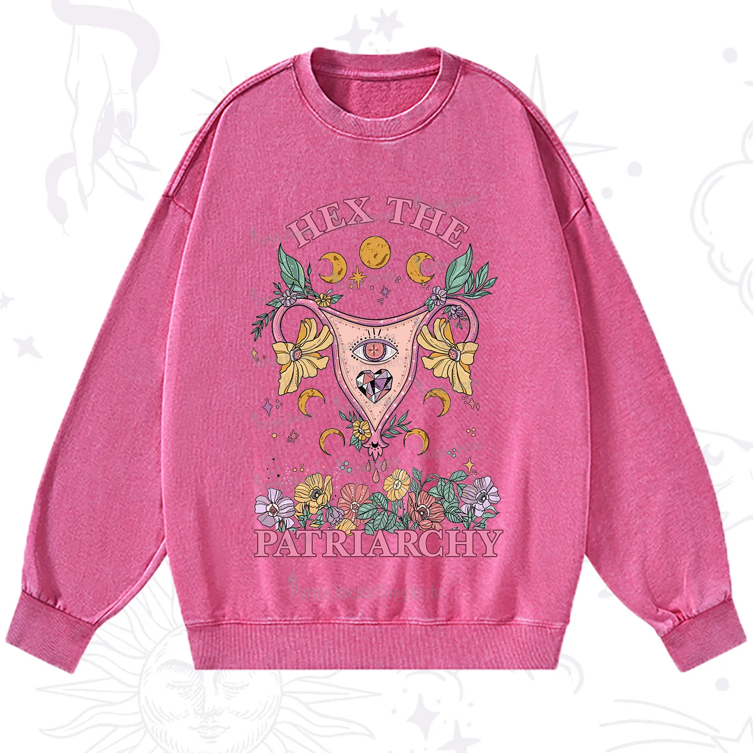 Purplehecate Hex the Patriarchy Feminist Power Washed Sweatshirt