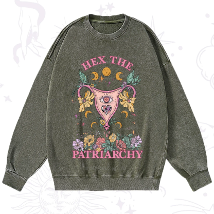 Purplehecate Hex the Patriarchy Feminist Power Washed Sweatshirt