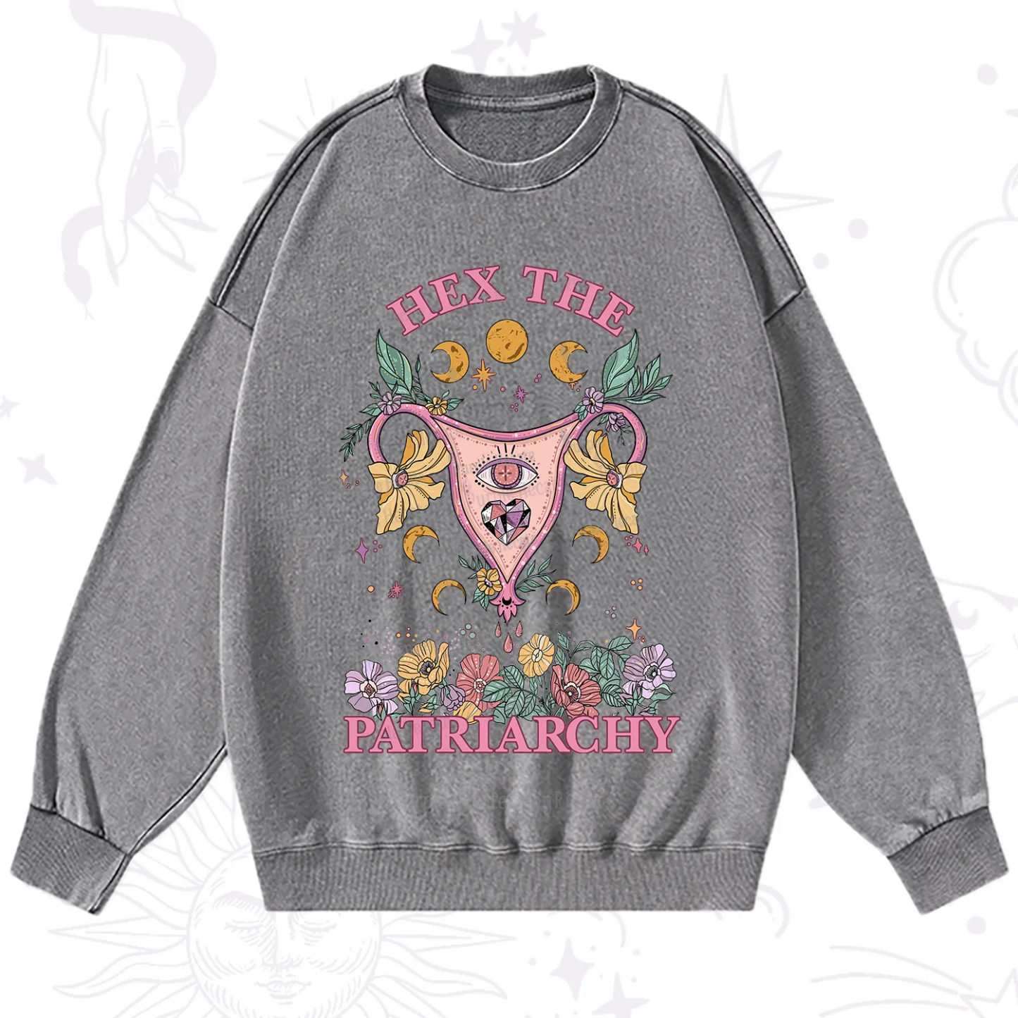 Purplehecate Hex the Patriarchy Feminist Power Washed Sweatshirt