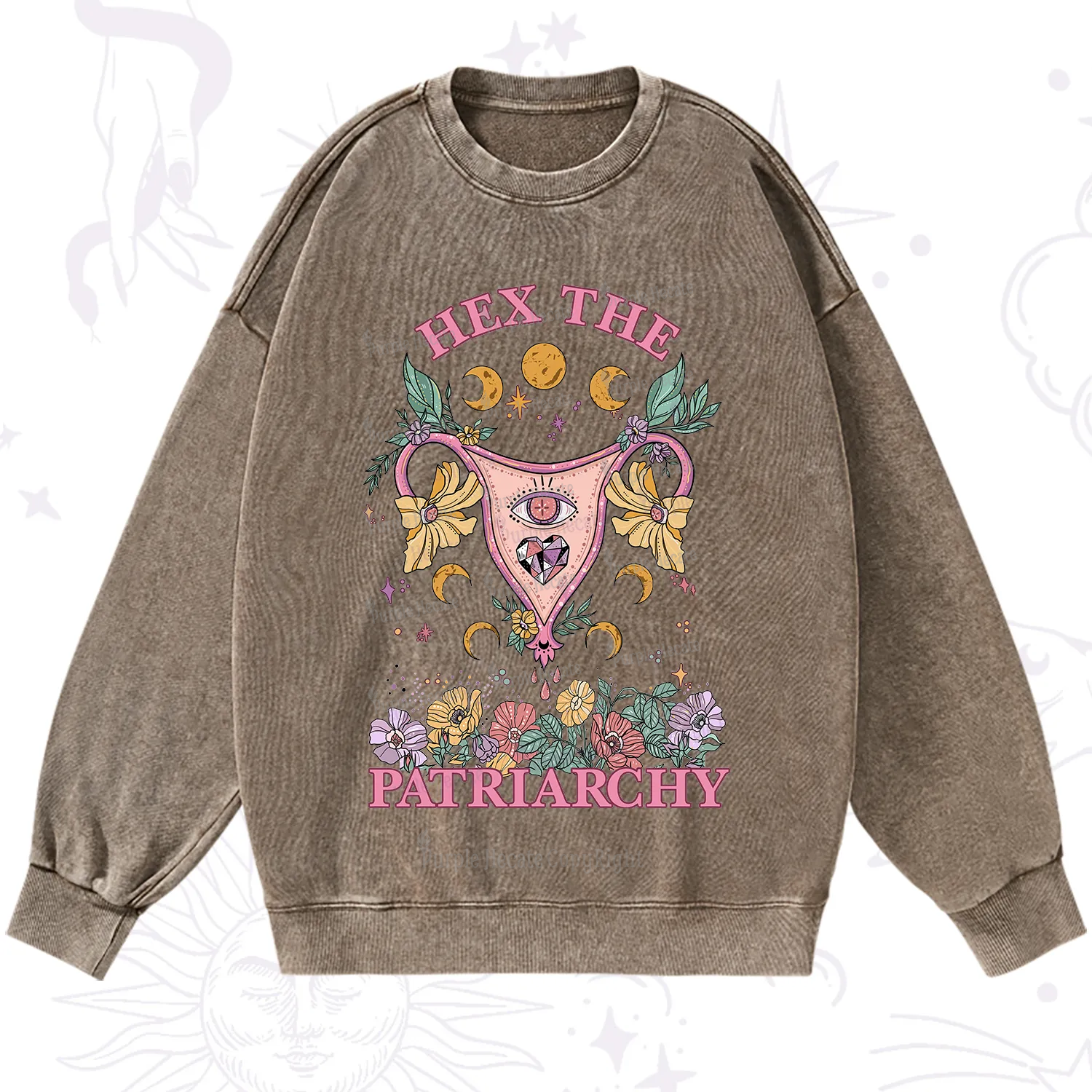 Purplehecate Hex the Patriarchy Feminist Power Washed Sweatshirt