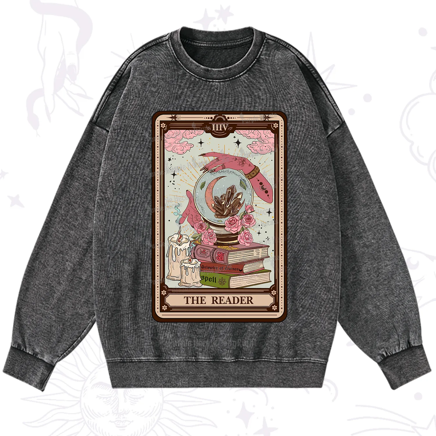 Purplehecate The Reader Tarot Witch Vibes Washed Sweatshirt