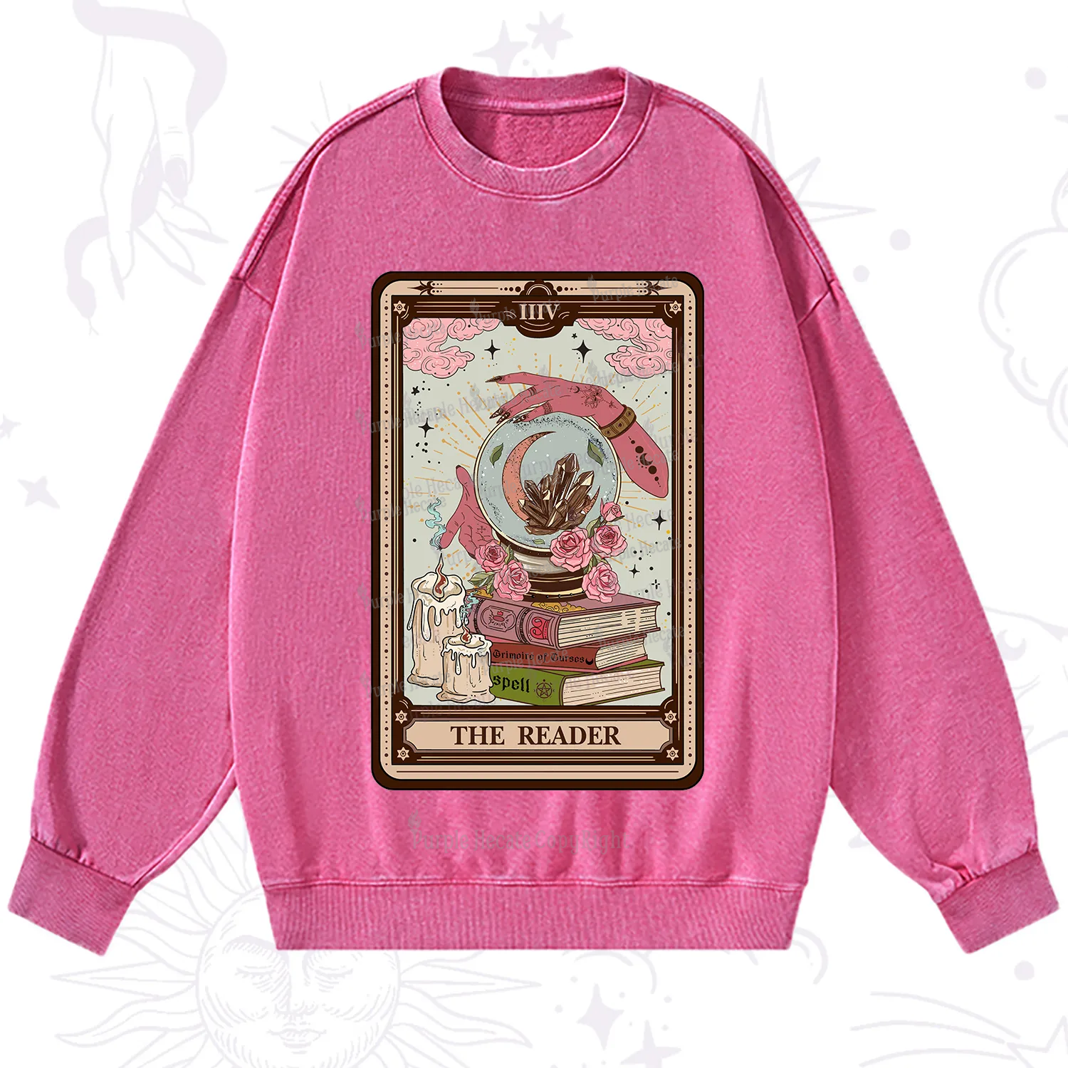 Purplehecate The Reader Tarot Witch Vibes Washed Sweatshirt