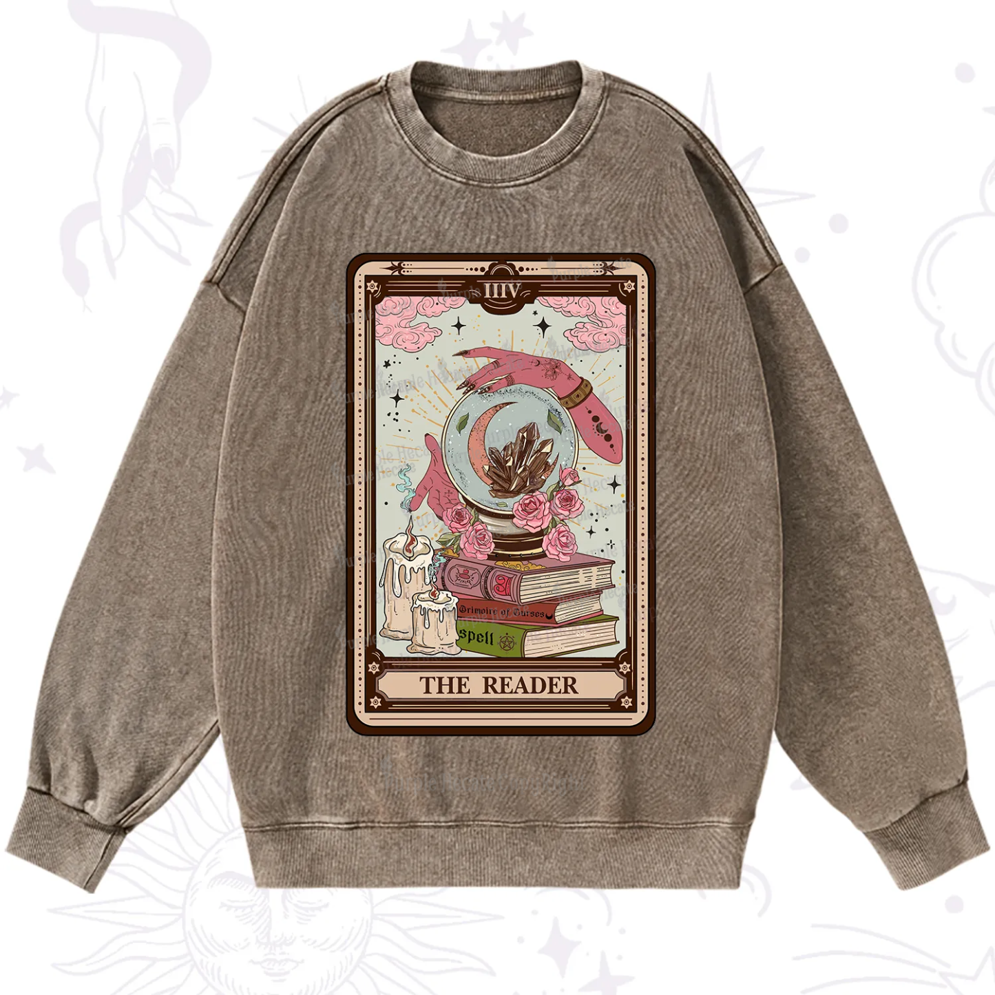Purplehecate The Reader Tarot Witch Vibes Washed Sweatshirt