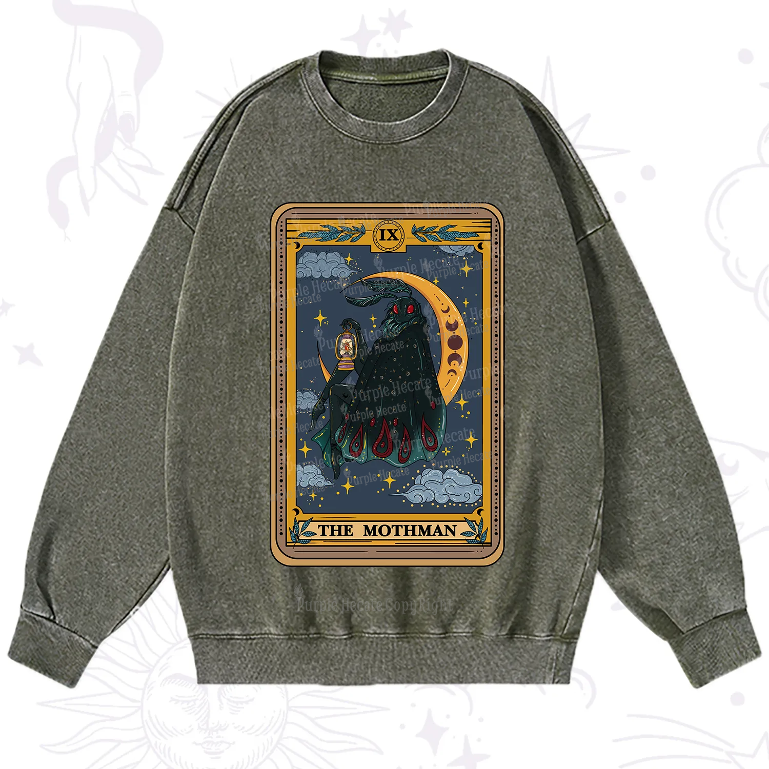 Purplehecate The Mothmen Tarot Washed Sweatshirt