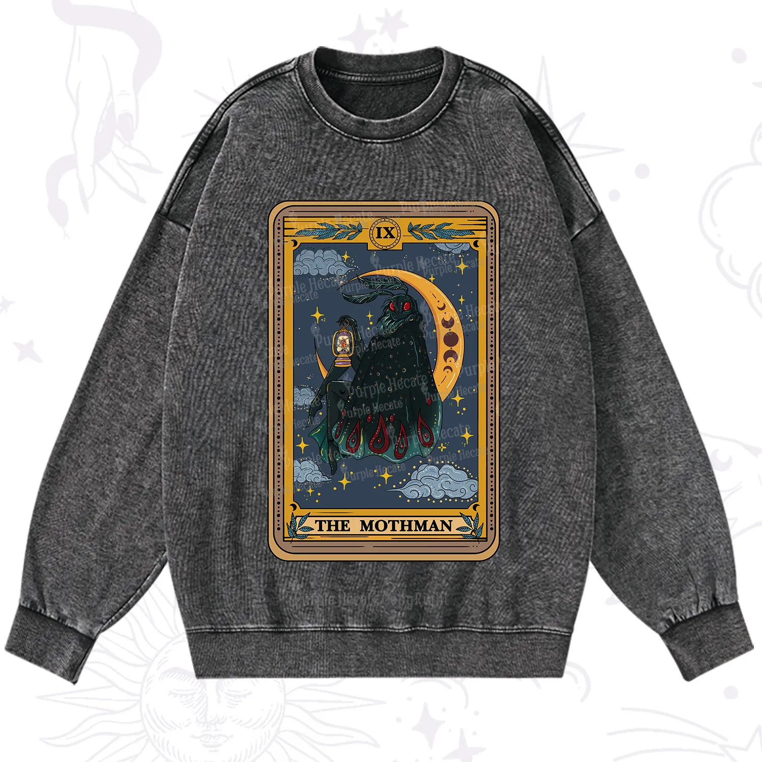 Purplehecate The Mothmen Tarot Washed Sweatshirt