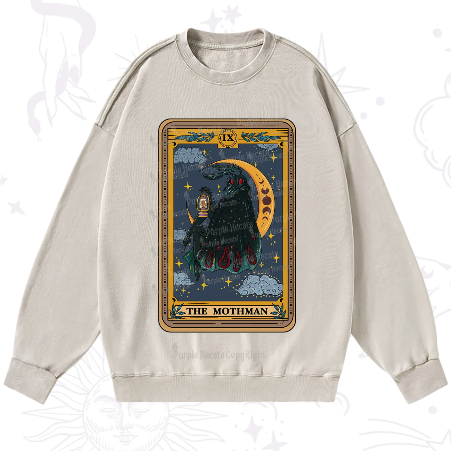 Purplehecate The Mothmen Tarot Washed Sweatshirt