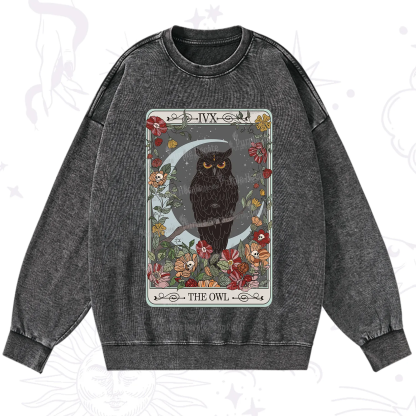 Purplehecate The Owl Tarot Washed Sweatshirt