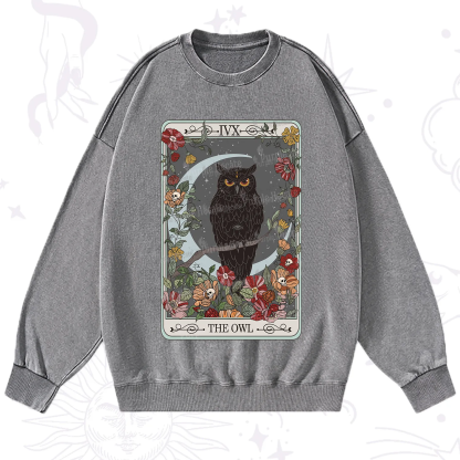 Purplehecate The Owl Tarot Washed Sweatshirt