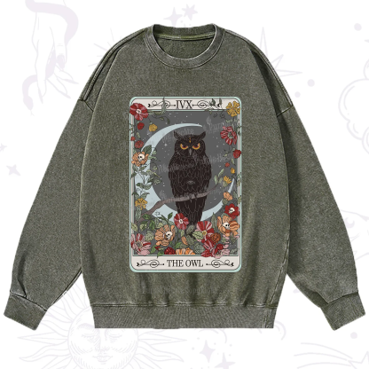 Purplehecate The Owl Tarot Washed Sweatshirt