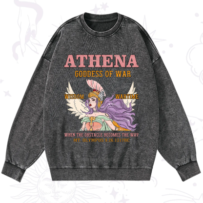 Purplehecate Wise War Goddess Athena Washed Sweatshirt