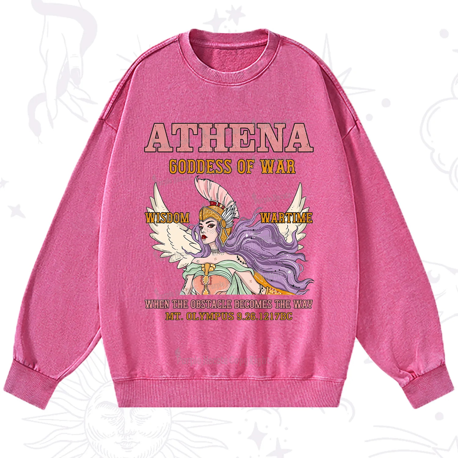 Purplehecate Wise War Goddess Athena Washed Sweatshirt