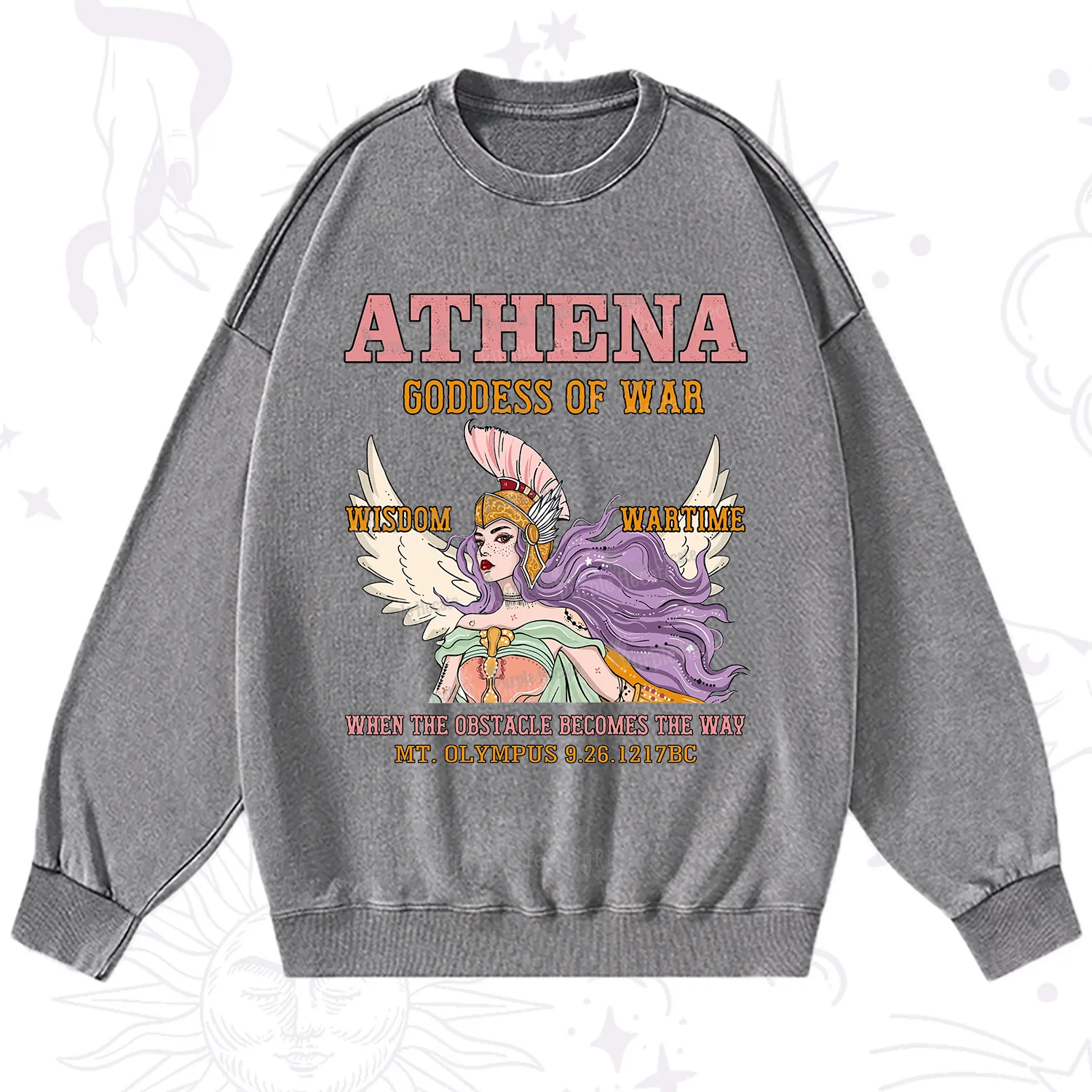 Purplehecate Wise War Goddess Athena Washed Sweatshirt