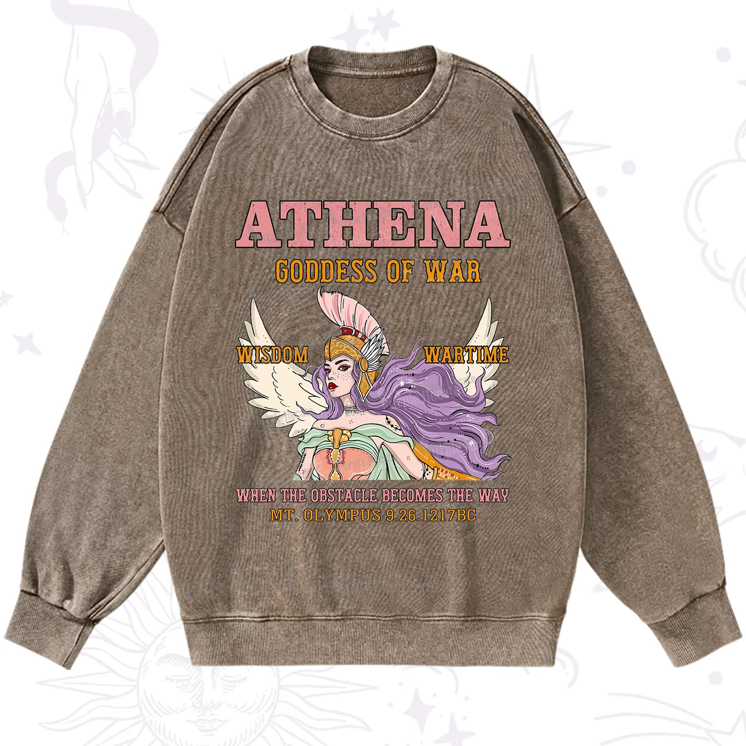 Purplehecate Wise War Goddess Athena Washed Sweatshirt