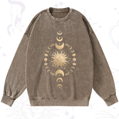 Purplehecate Celestial Sun & Moon Phases Washed Sweatshirt