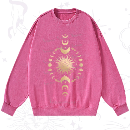 Purplehecate Celestial Sun & Moon Phases Washed Sweatshirt
