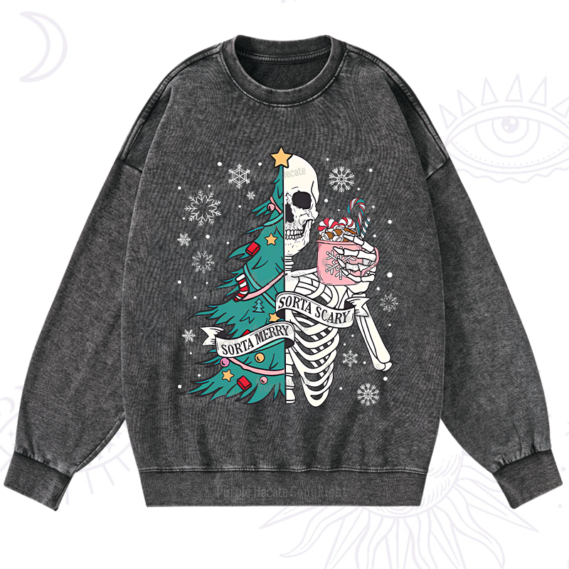Purplehecate Sorta Merry Sorta Scary Christmas Washed Sweatshirt