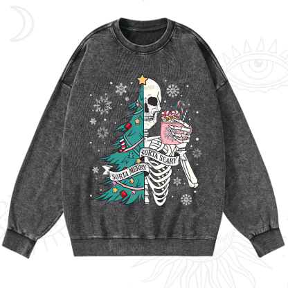 Purplehecate Sorta Merry Sorta Scary Christmas Washed Sweatshirt