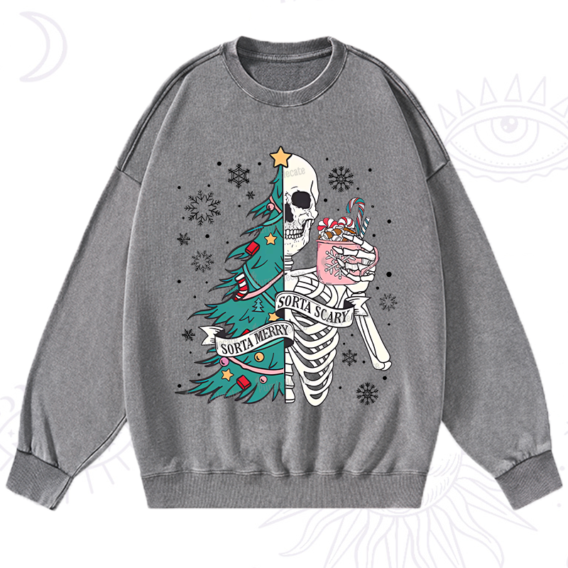 Purplehecate Sorta Merry Sorta Scary Christmas Washed Sweatshirt